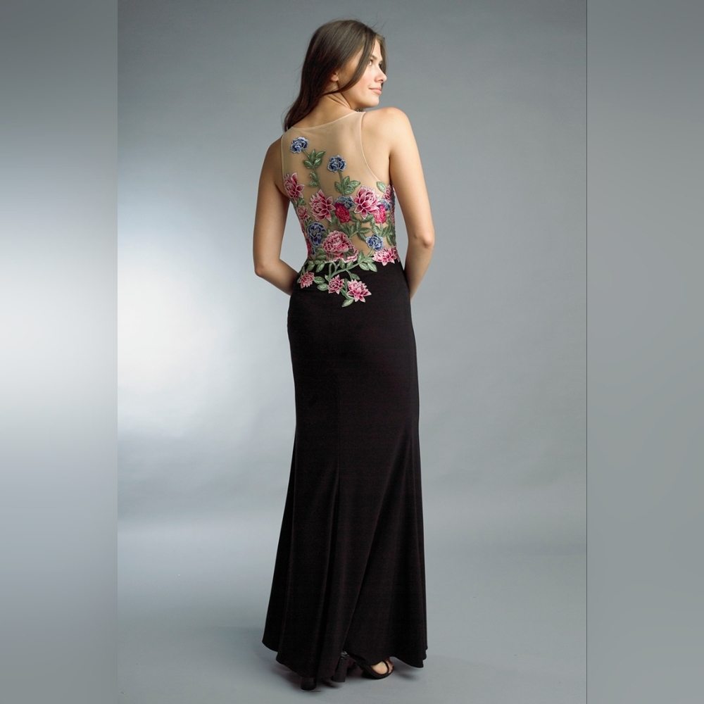 NWT Size 8 Basix Black Label Floral Embroidered Gown - Picture 4 of 8